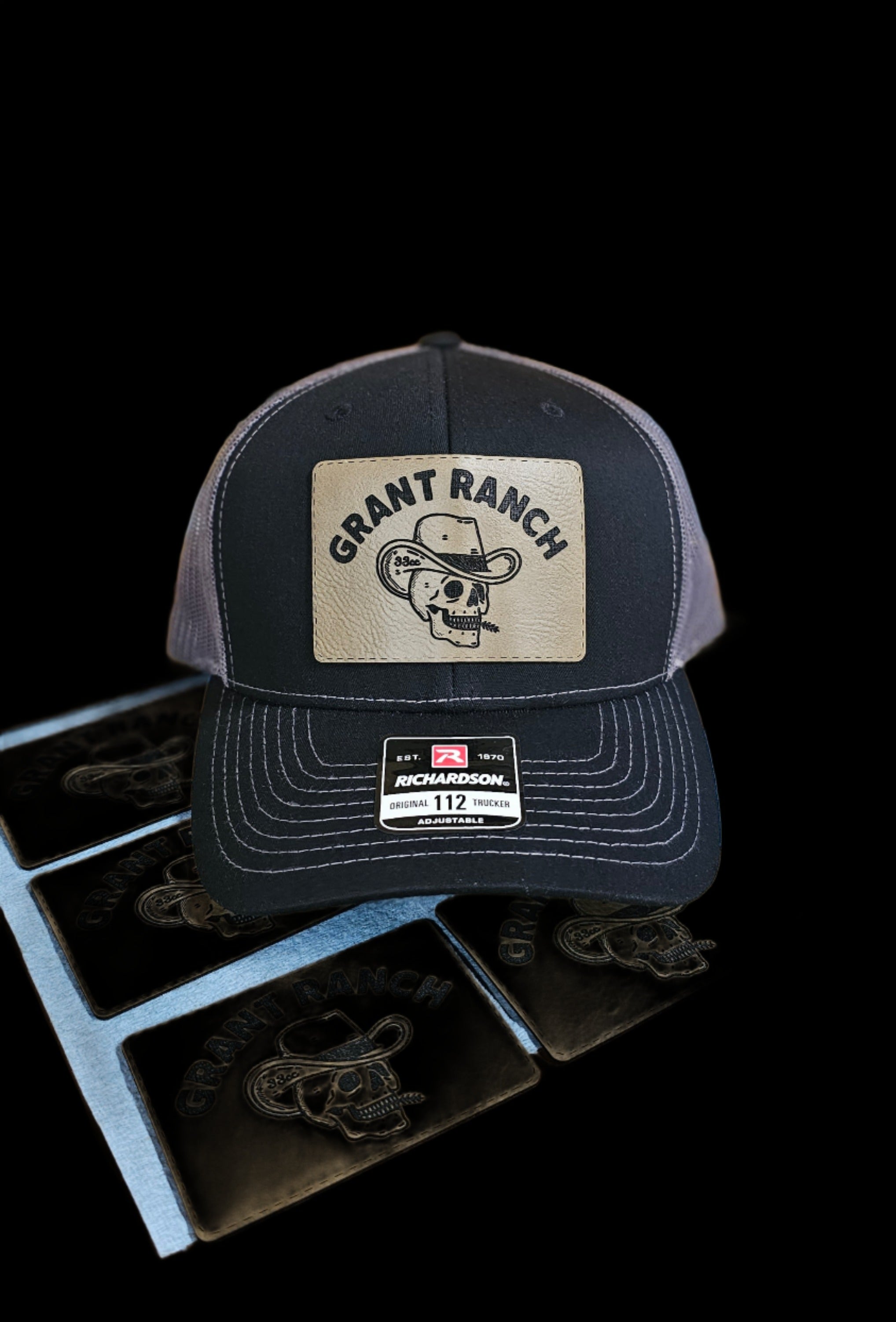 custom patch black and gray cap