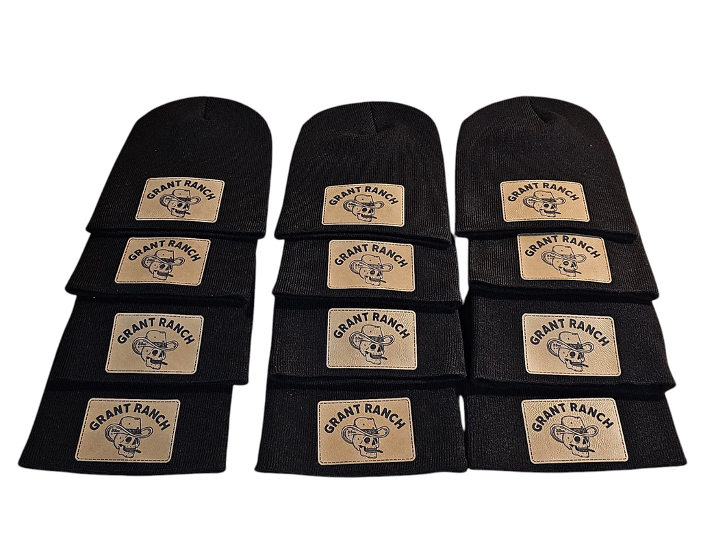 beanies with custom engraved patches