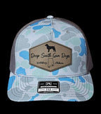 custom patch on blue camo cap