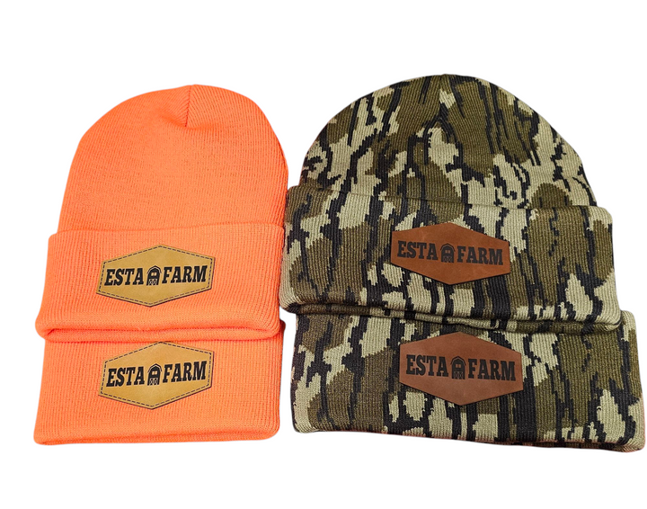 custom engraved leatherette patches on beanies
