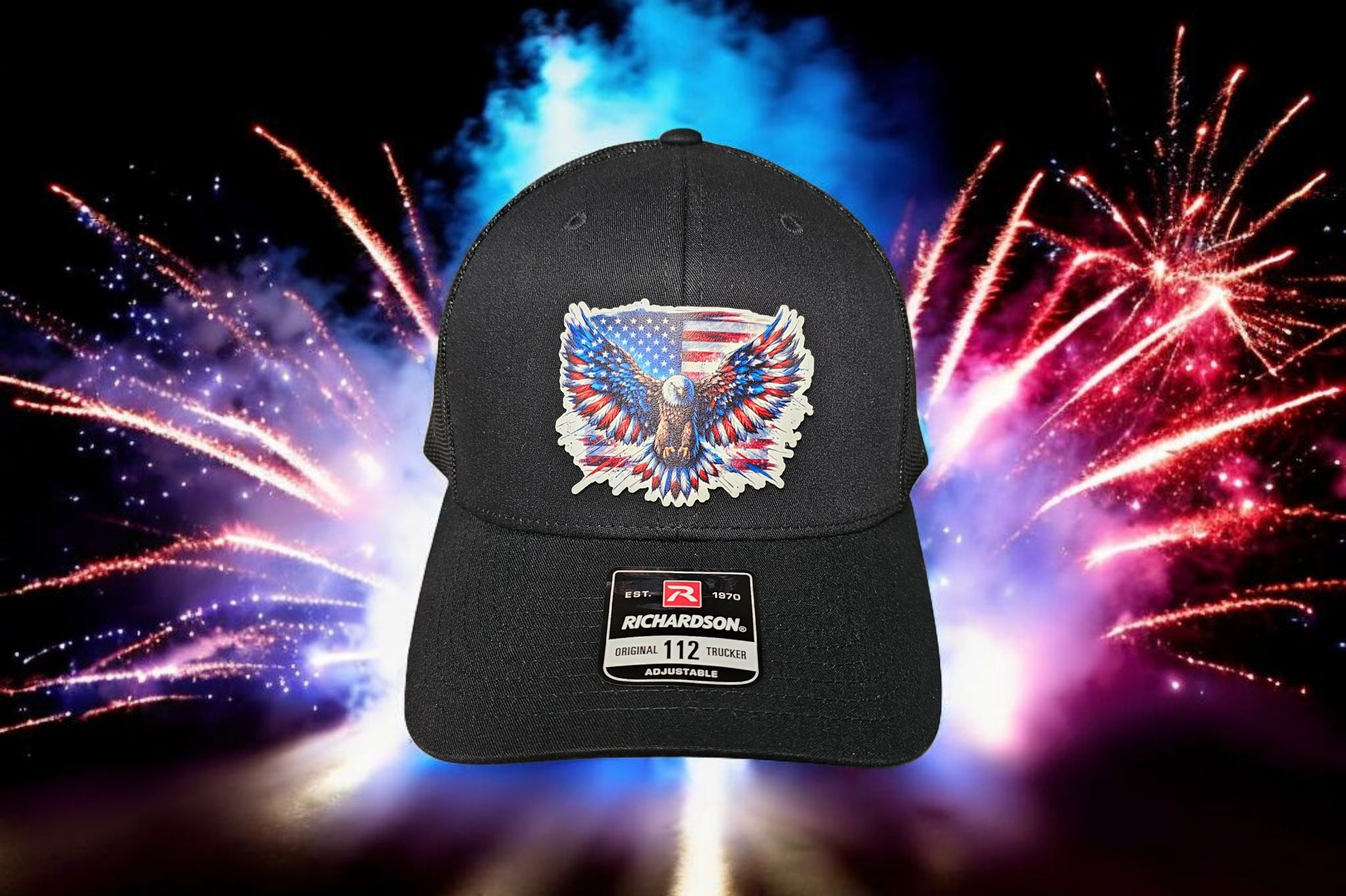 firework and cap banner