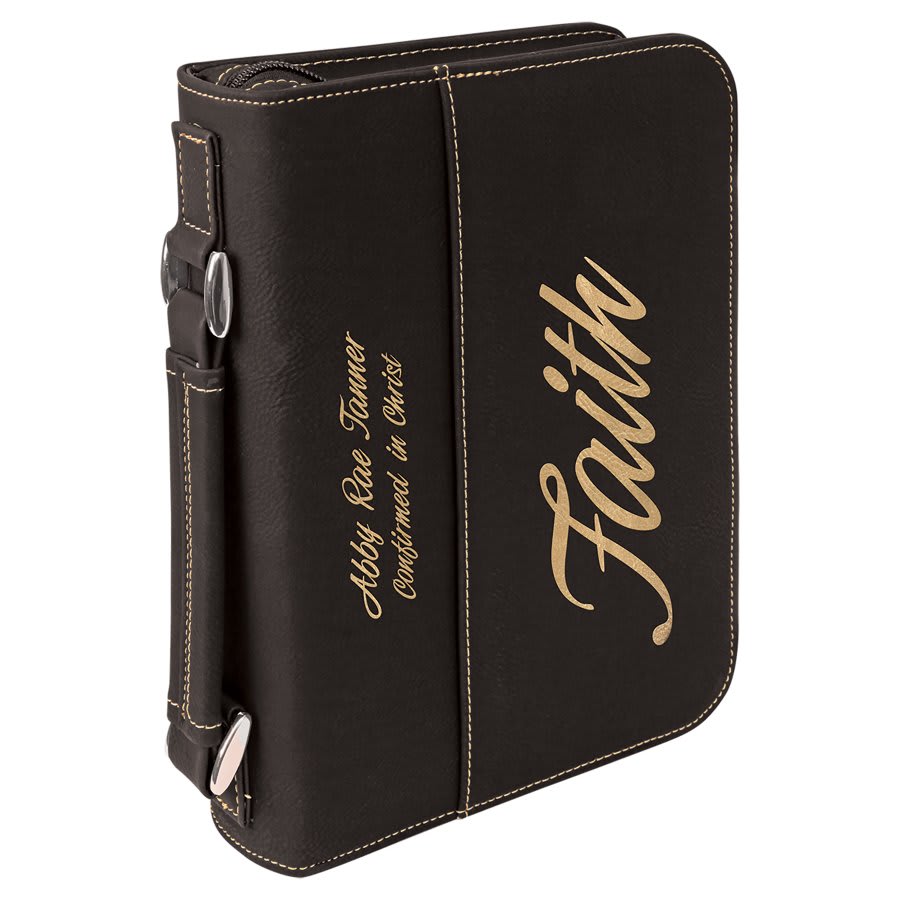 black and gold leatherette bible cover