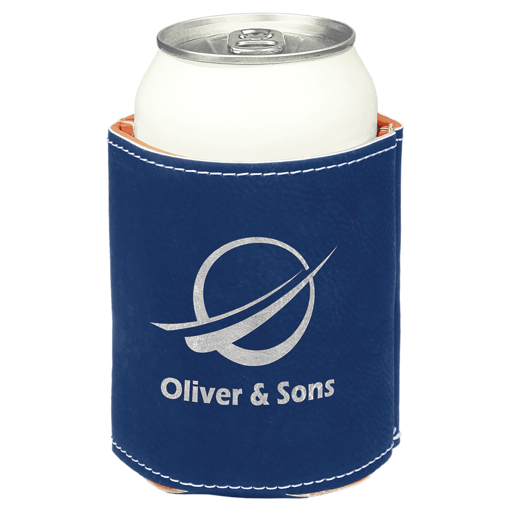 blue and silver can cooler
