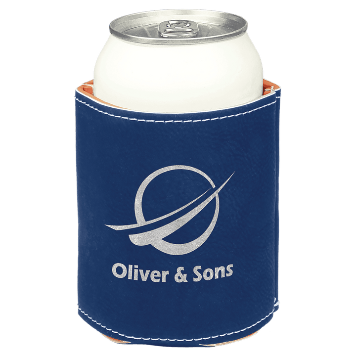 blue and silver can cooler