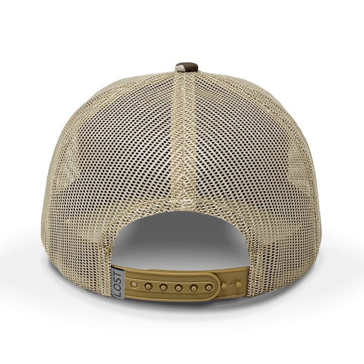 back of a tan cap