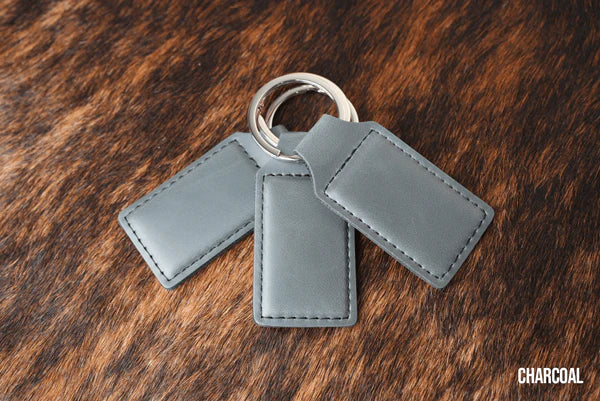 charcoal leatherette keychain