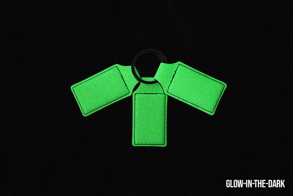 glow in the dark leatherette keychain