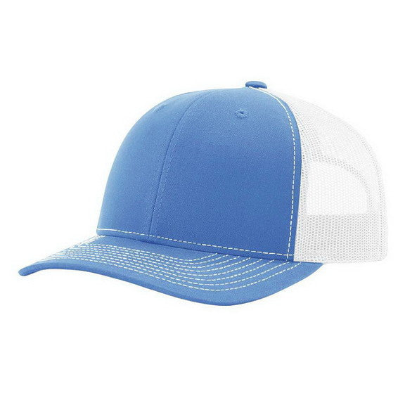 blue and white cap