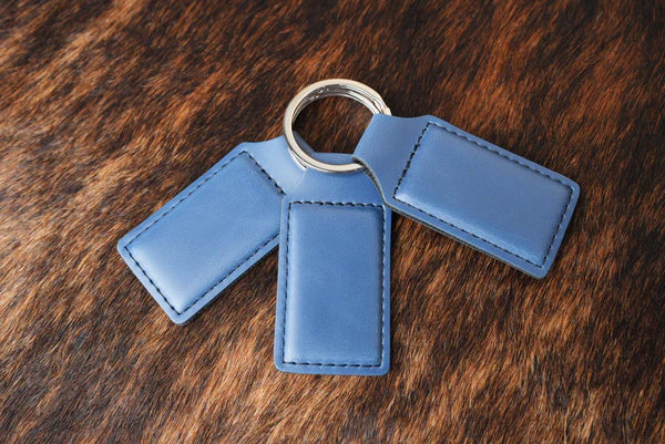 indigo leatherette keychain