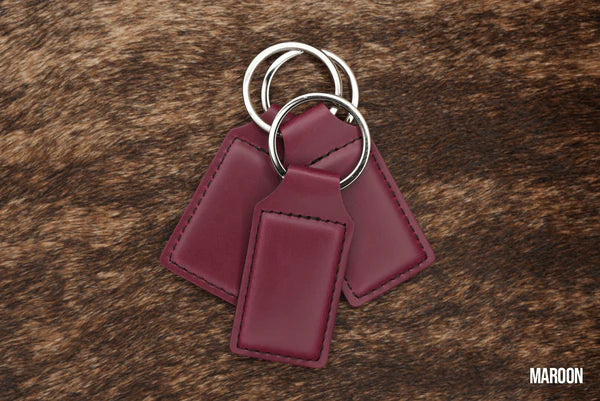 maroon leatherette keychain