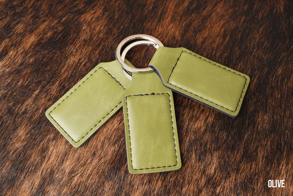 olive leatherette keychain