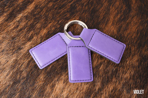 violet leatherette keychain