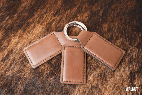 walnut leatherette keychain